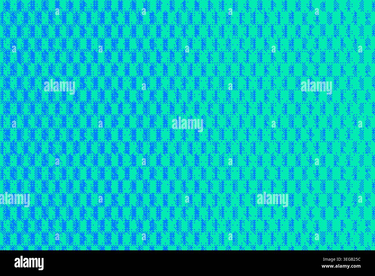 Abstract halftone gradient with dithered dots in geometric pattern. Arcade-style bitmap backdrop with digital overlay effect for creative graphic Stock Vector