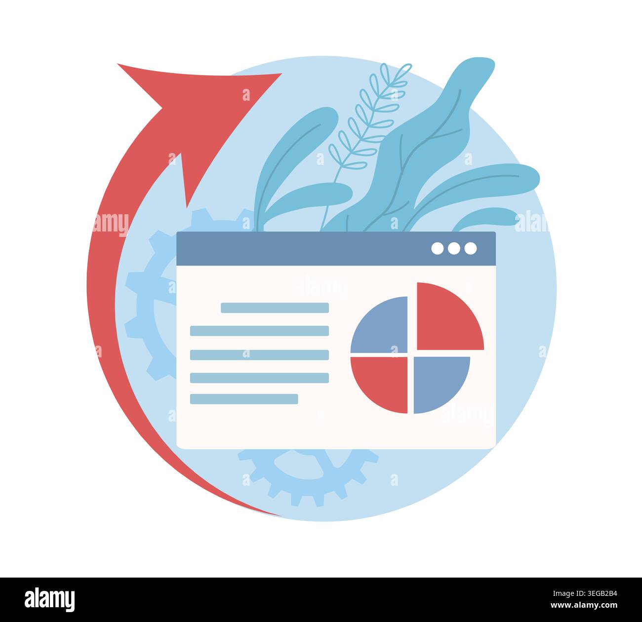 Online workflow analysis. Testing of internet platform, program consistency, no failures, dashboard interface, web report with charts, business Stock Vector