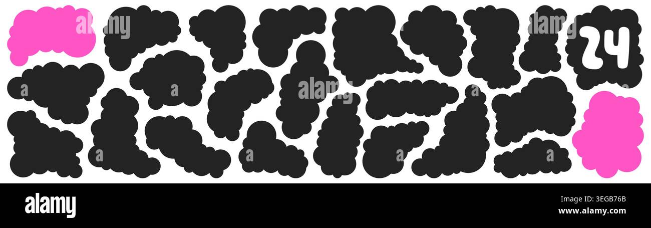 Set with 24 simple wavy organic shapes. Stock Vector