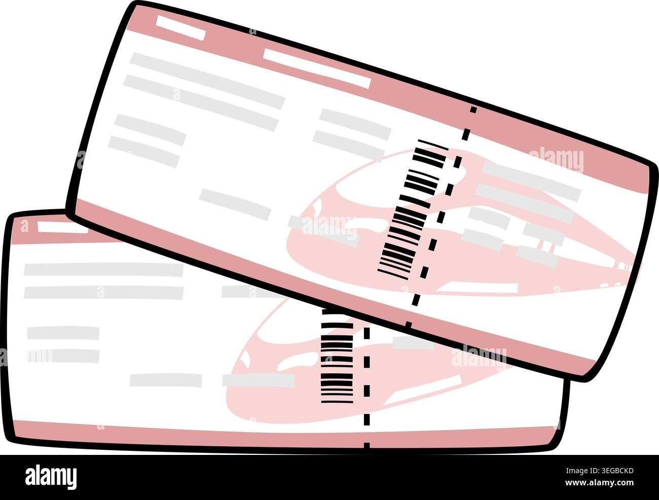 Train Tickets - pastel Stock Vector