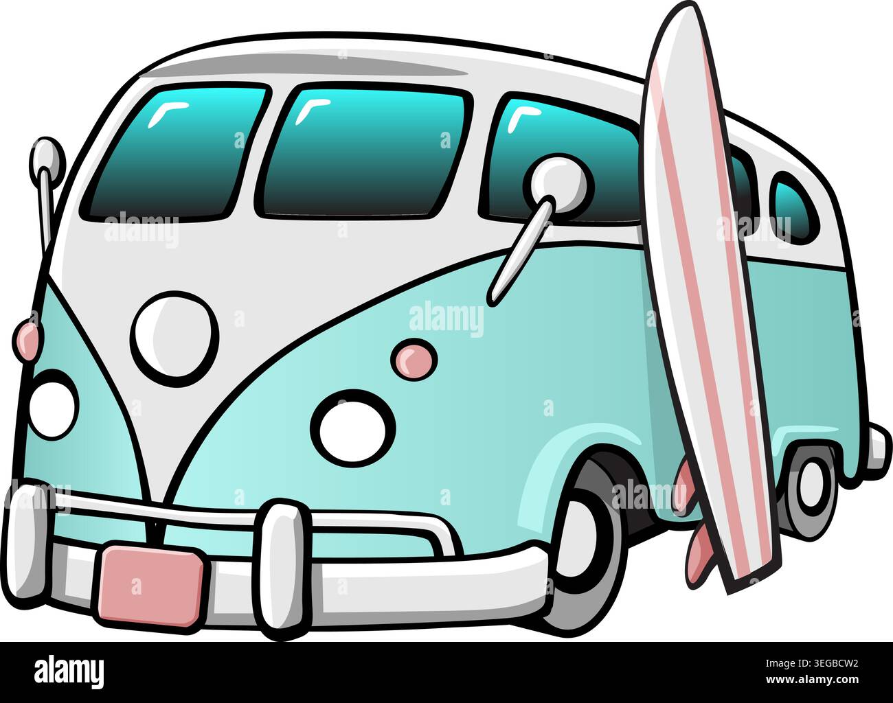 Beach Bus - pastel Stock Vector