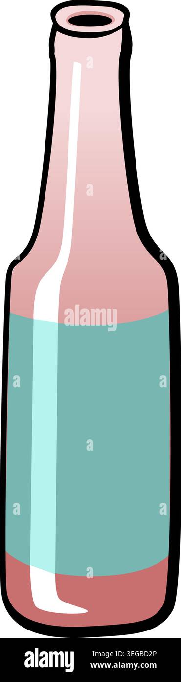Glass Beer Bottle - pastel Stock Vector