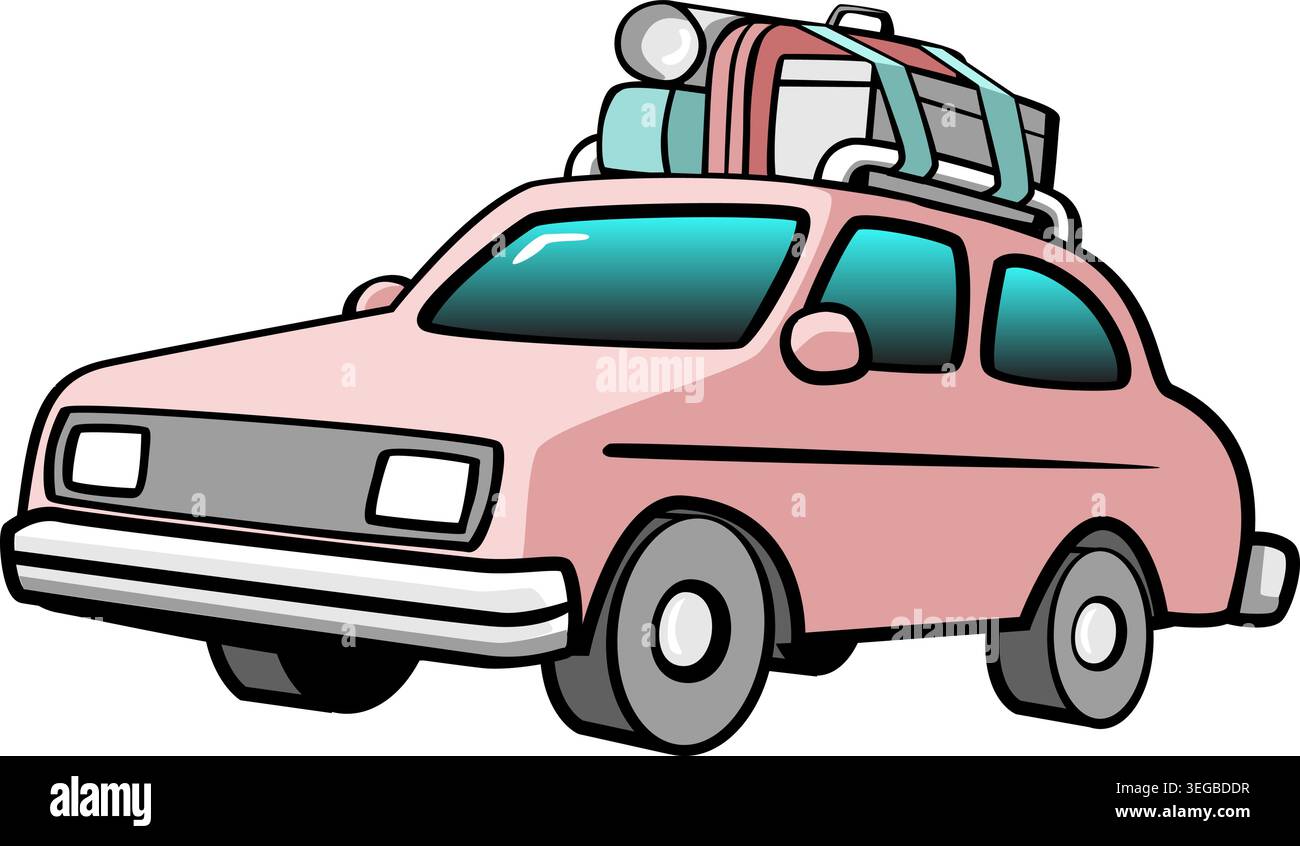 Loaded Car - pastel Stock Vector
