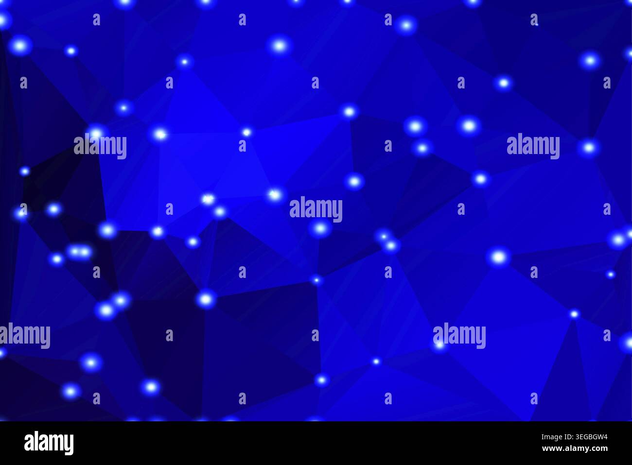 Dark blue abstract low poly geometric background with defocused lights Stock Photo