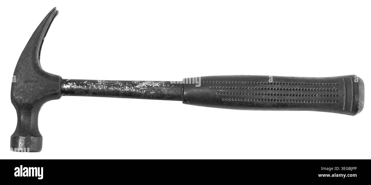 Worn claw hammer isolated on white background Stock Photo