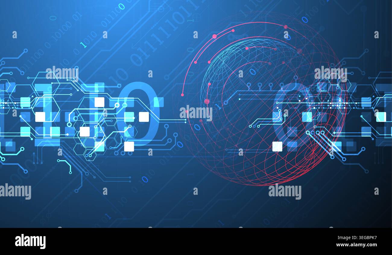Technological vector background with colored spheres. Tech art. Stock Vector