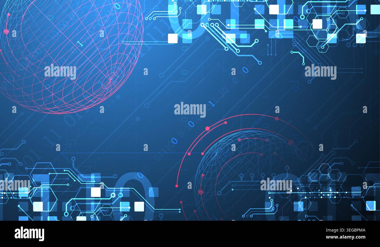 Technological vector background with colored spheres. Tech art. Stock Vector