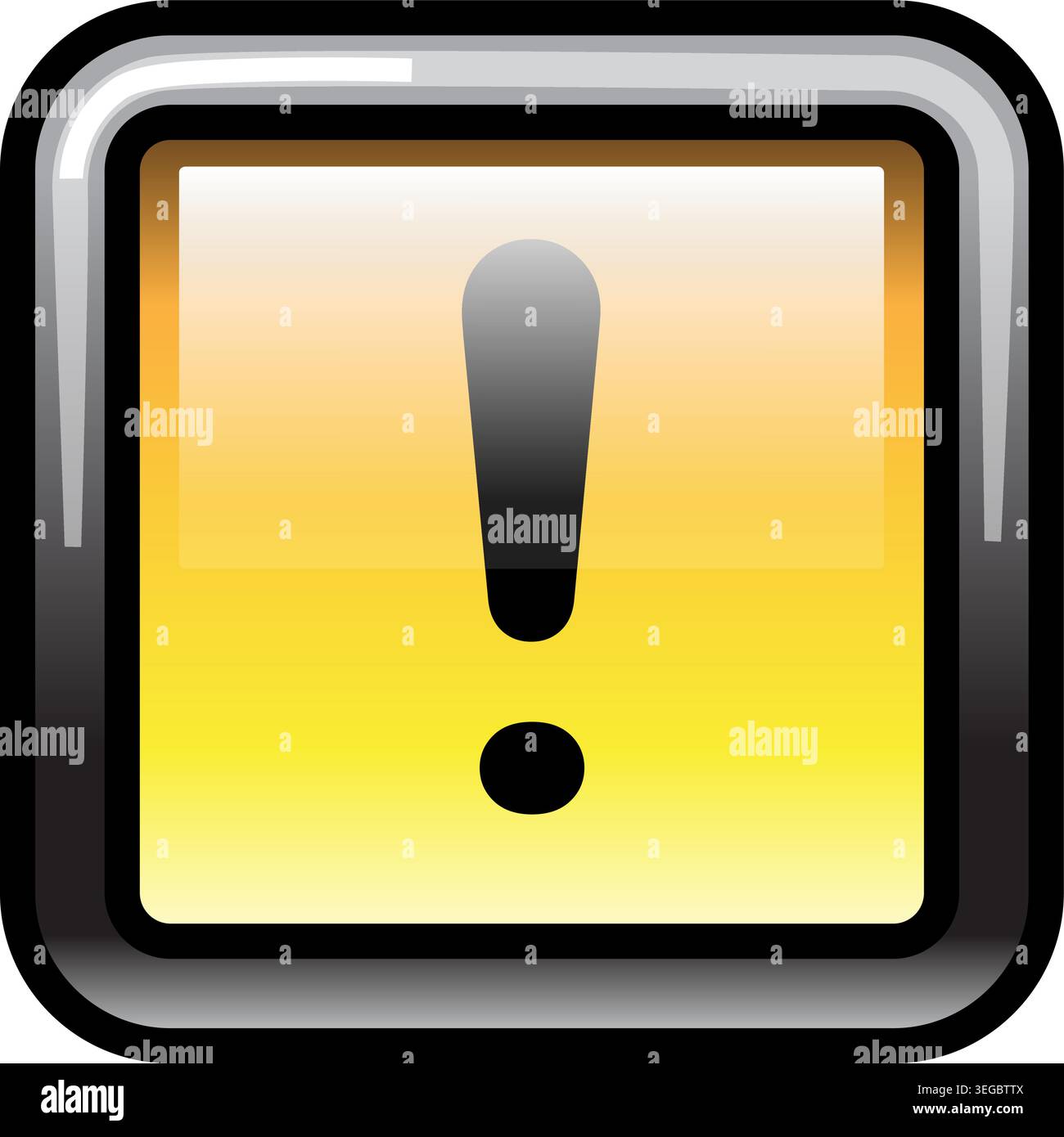 Exclamation Framed in Sqaure Button - Shaded Stock Vector