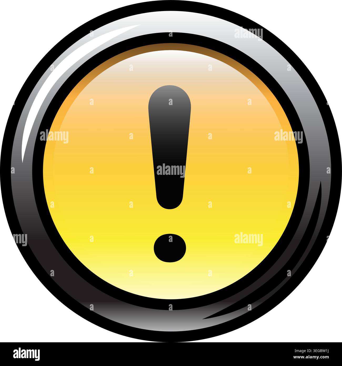 Exclamation Framed in Circle Button - Shaded Stock Vector