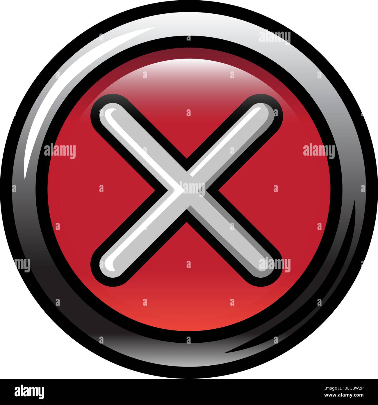 X Framed in Circle Button - Shaded Stock Vector
