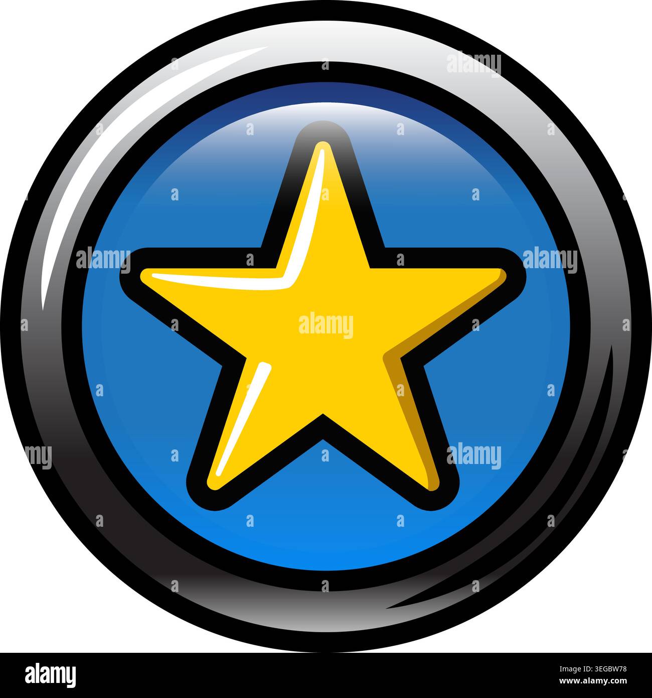 Star Framed in Circle Button - Shaded Stock Vector