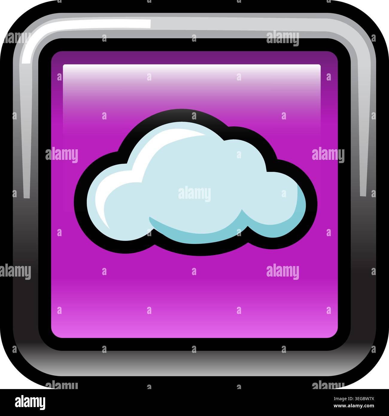 Heart Framed in Square Button - Shaded Stock Vector