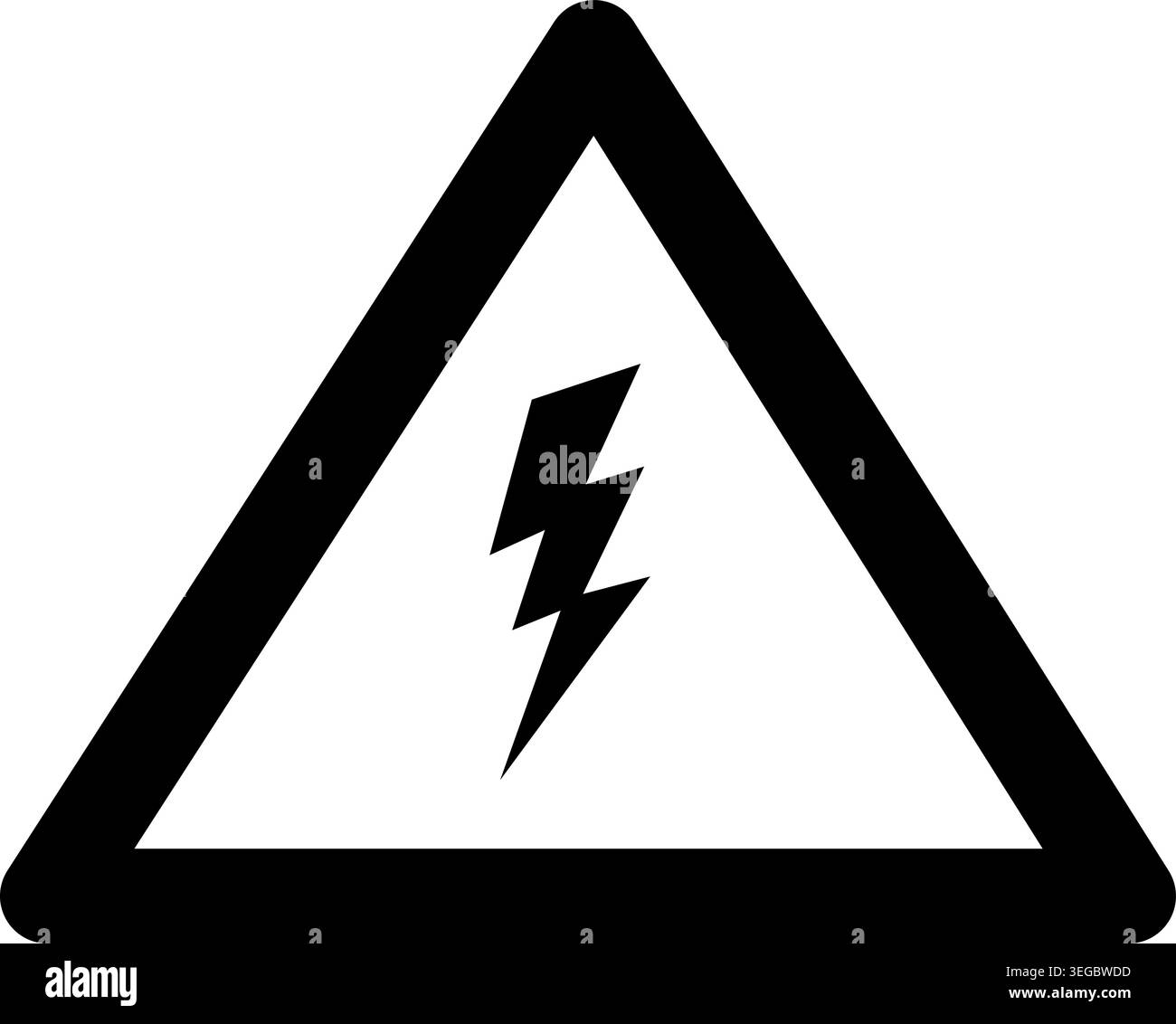 Lightning Bolt Framed in Triangle - Solid Shape Stock Vector