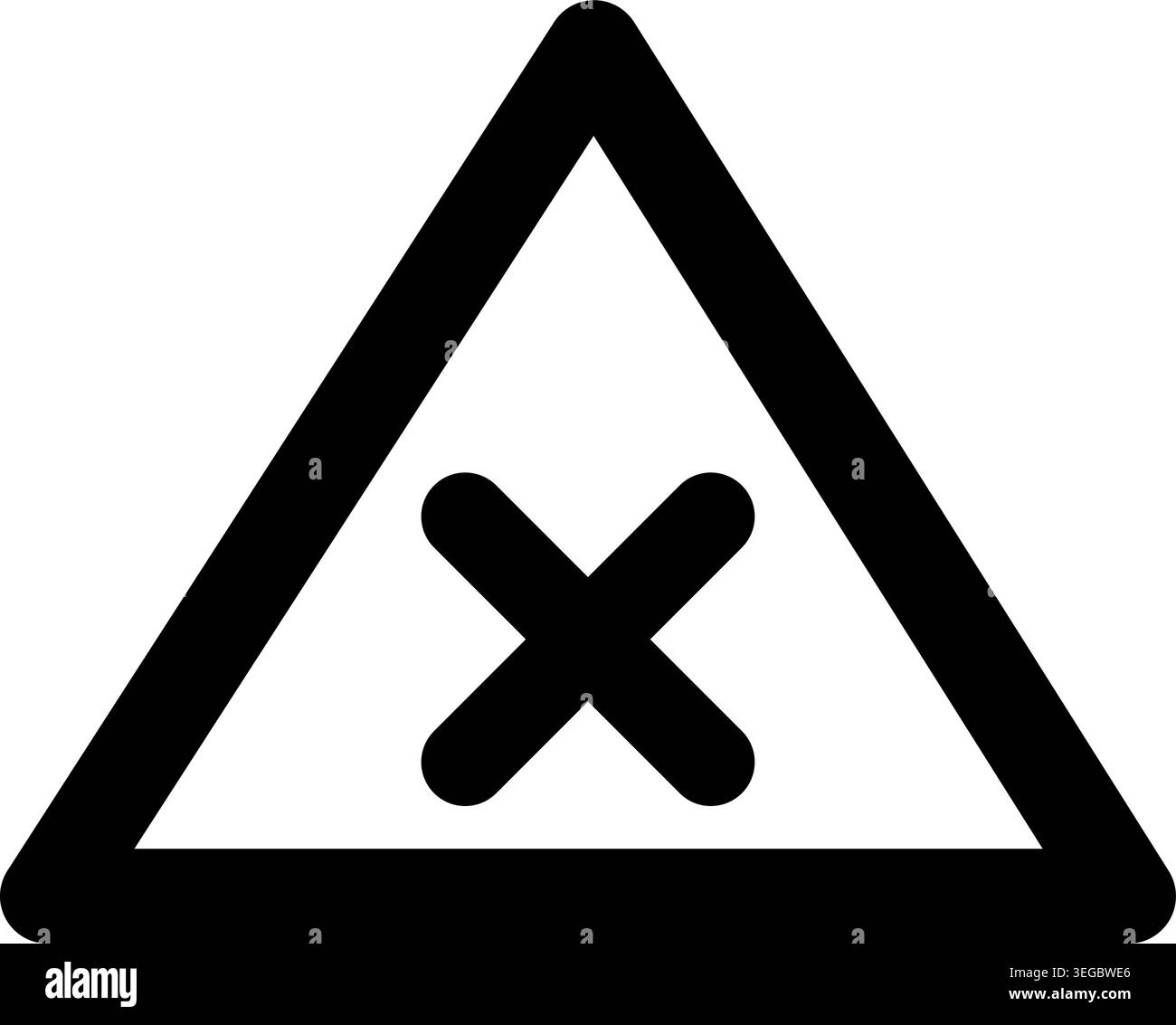 X Framed in Triangle - Solid Shape Stock Vector