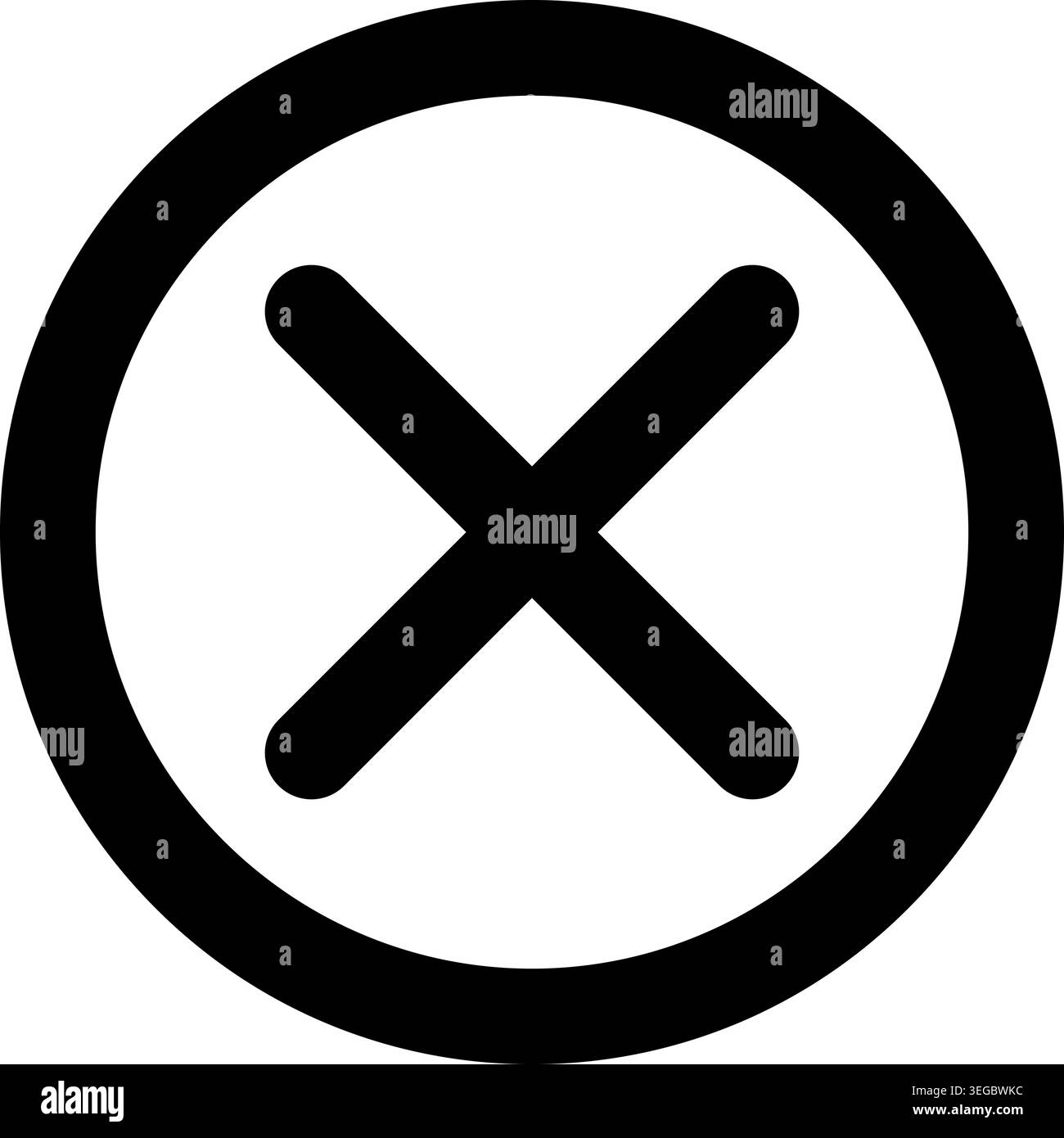 X Framed in Circle - Solid Shape Stock Vector