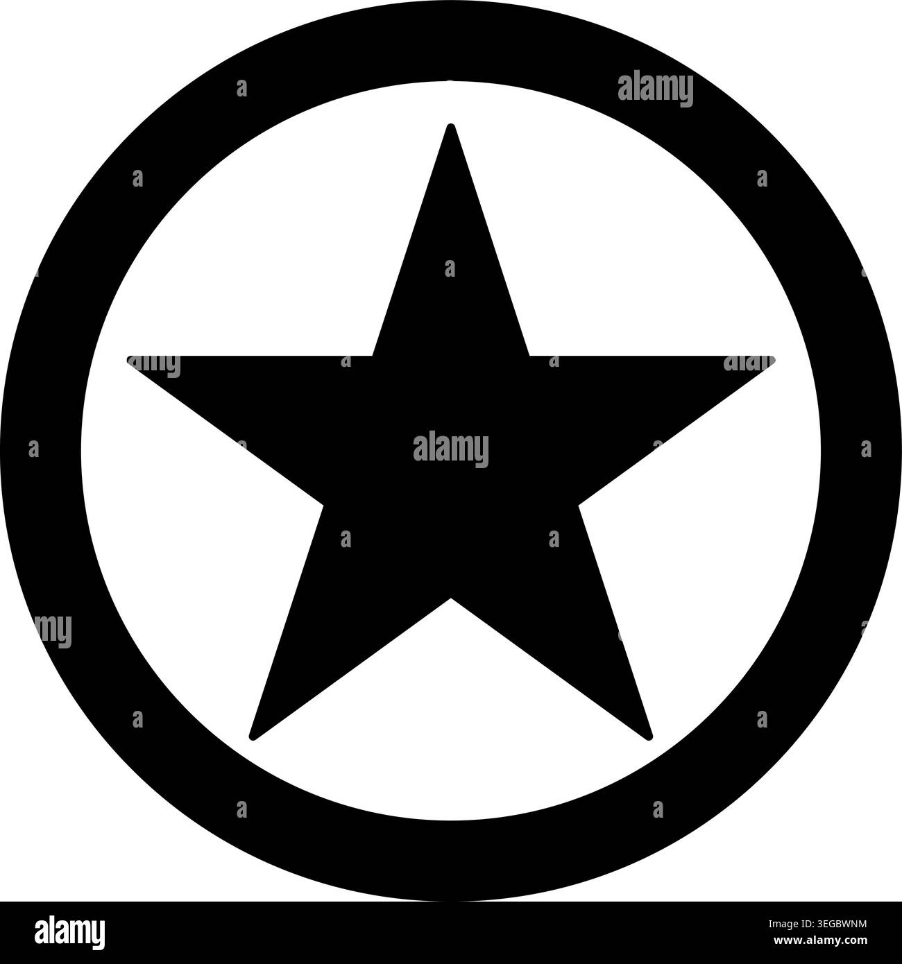 Star Framed in Circle - Solid Shape Stock Vector