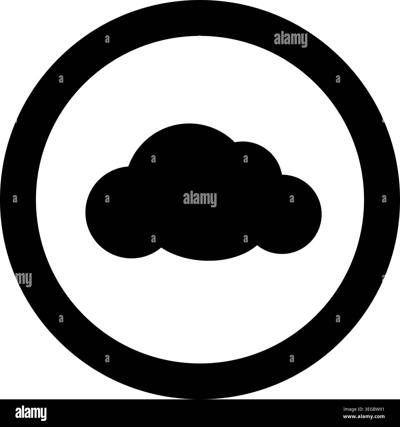 Cloud Framed in Circle - Solid Shape Stock Vector