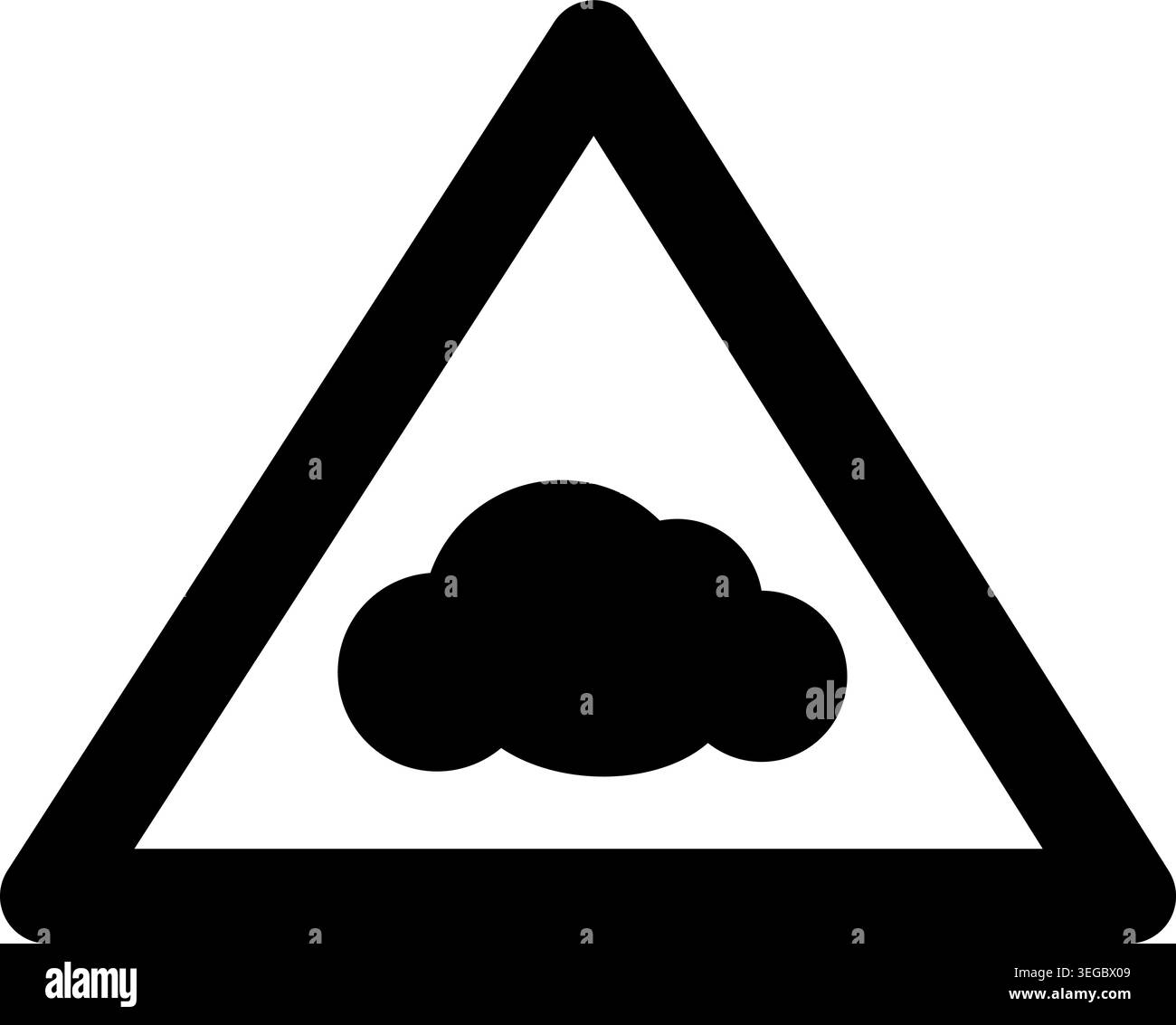 Cloud Framed in Triangle - Solid Shape Stock Vector
