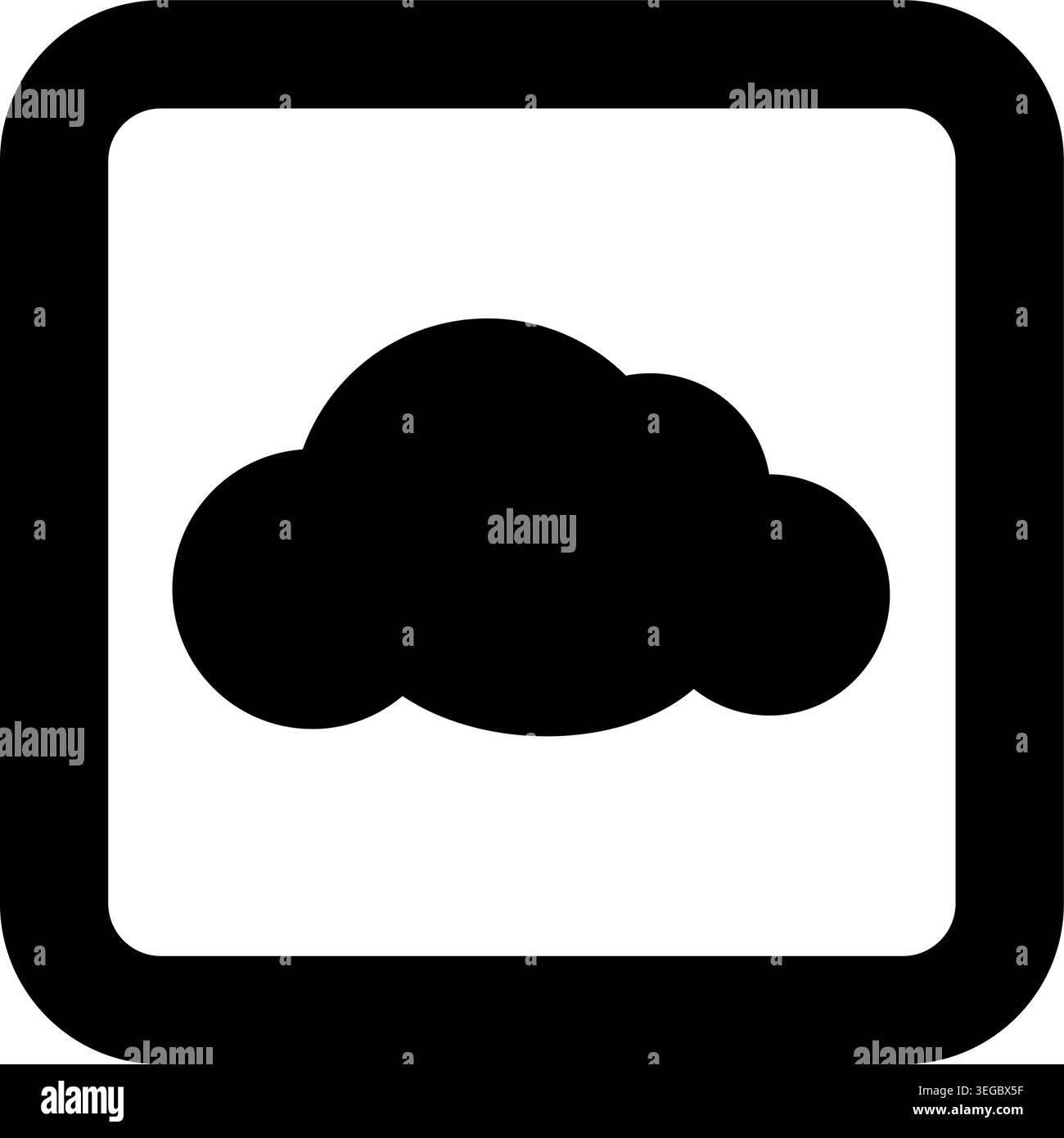 Cloud Framed in Square - Solid Shape Stock Vector