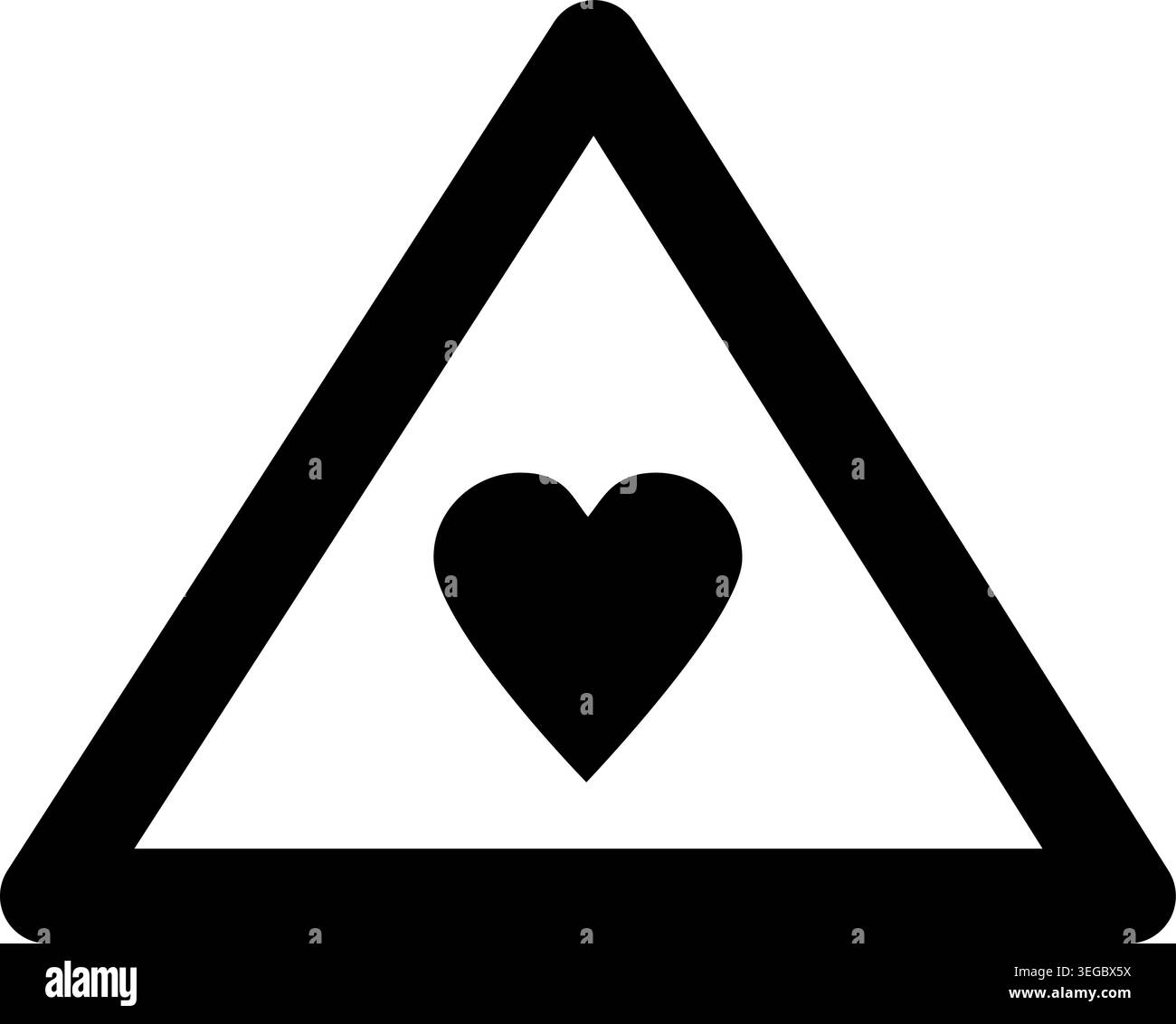 Heart Framed in Triangle - Solid Shape Stock Vector