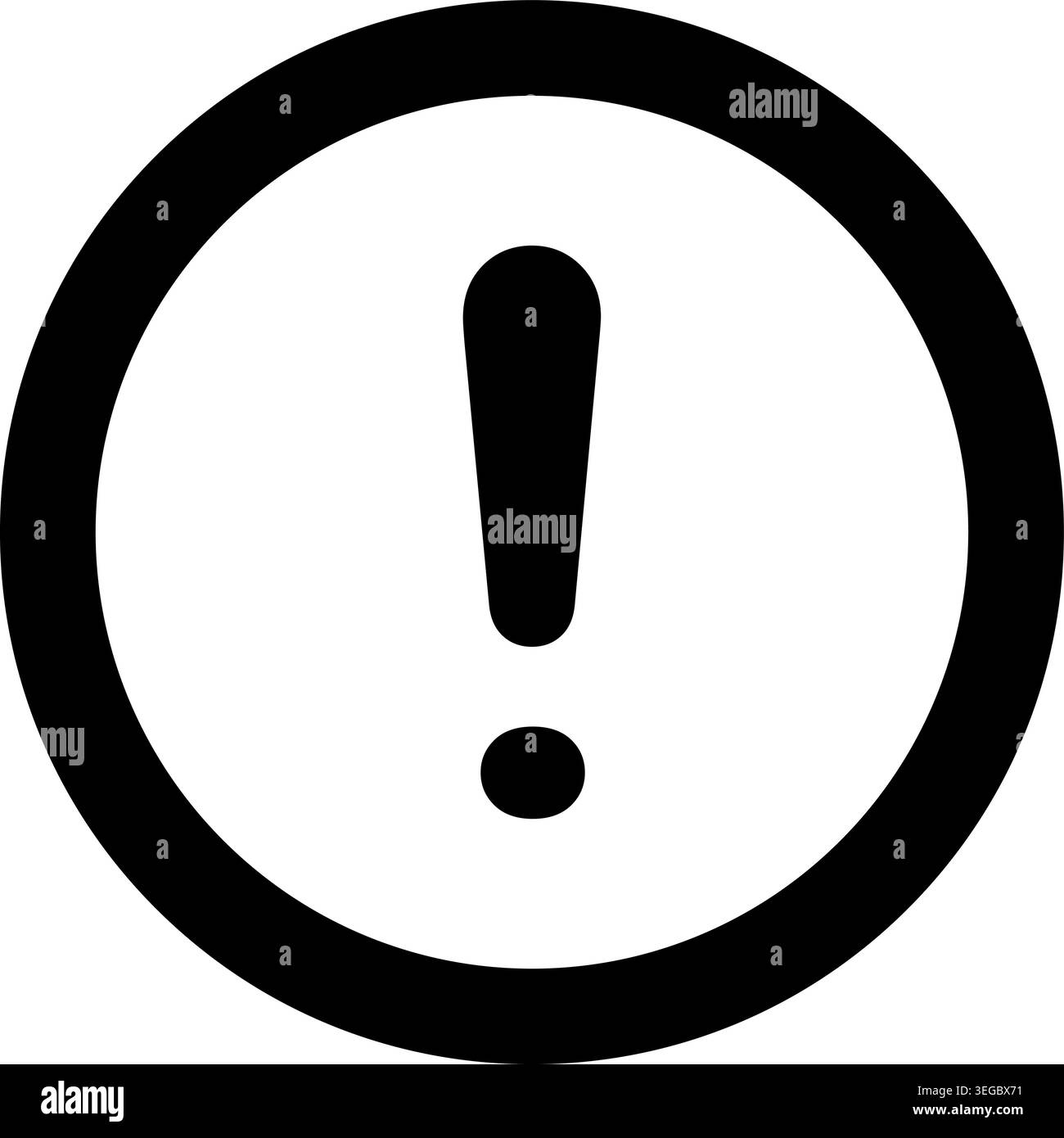 Exclamation Framed in Circle - Solid Shape Stock Vector
