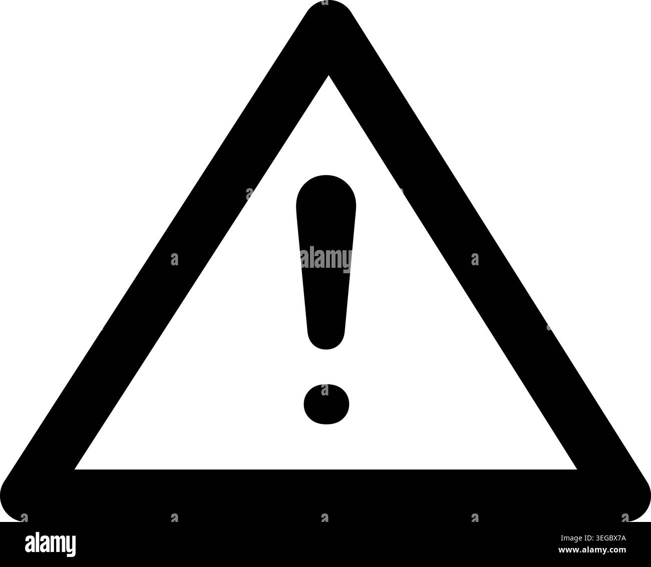 Exclamation Framed in Triangle - Solid Shape Stock Vector