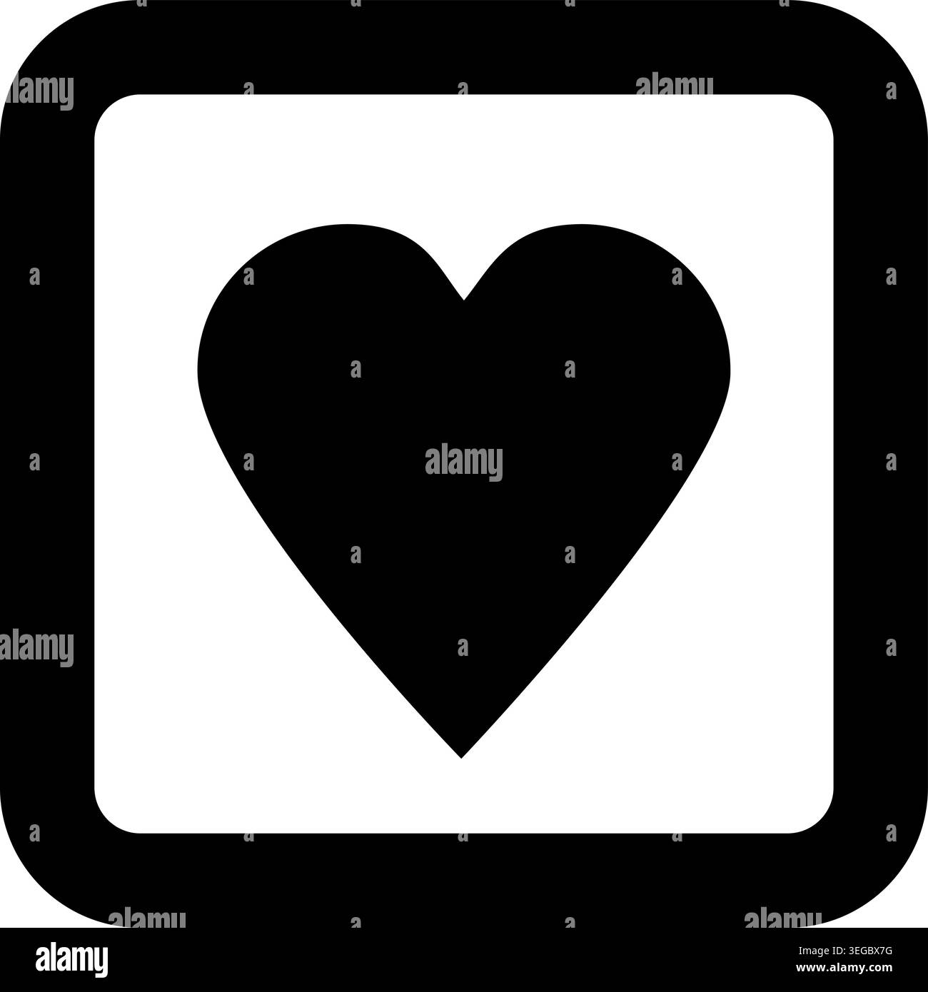 Heart Framed in Square - Solid Shape Stock Vector