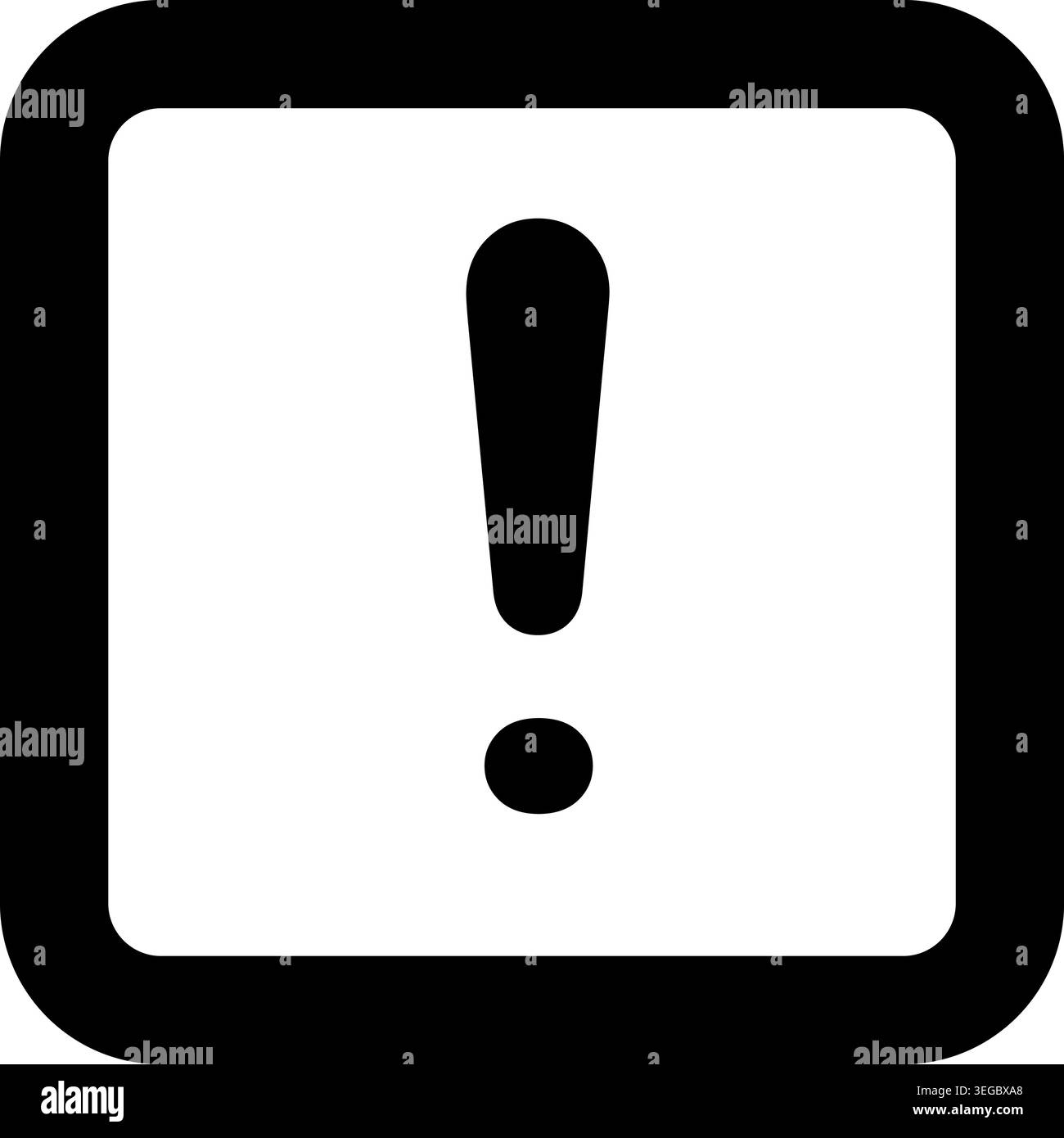 Exclamation Framed in Square - Solid Shape Stock Vector