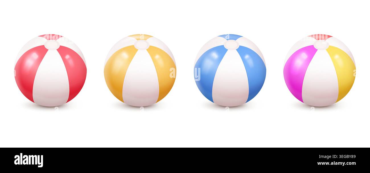 Colorful Beach Balls Collection Set Stock Vector