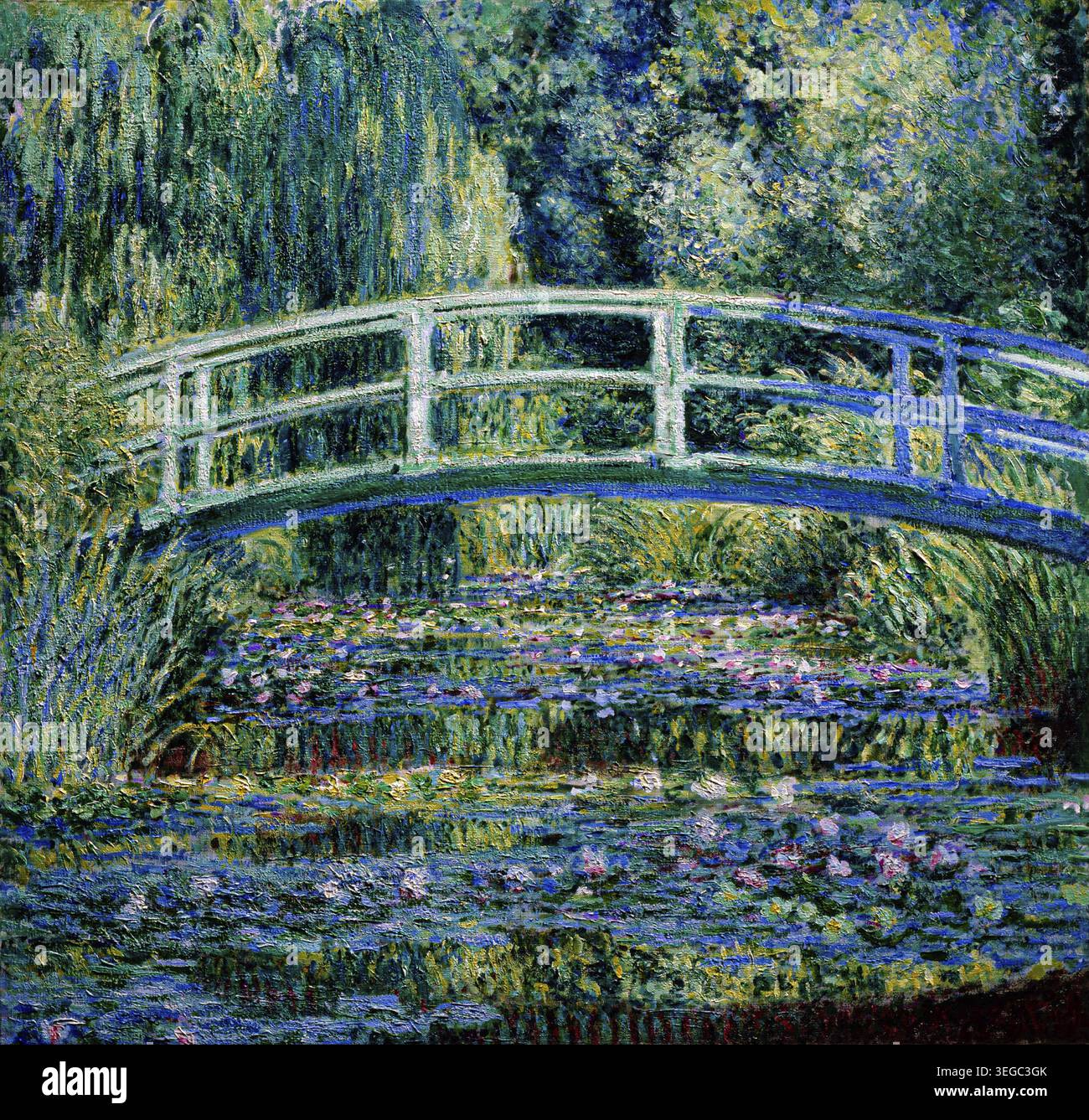 Painting water lilies japanese bridge hi-res stock photography and