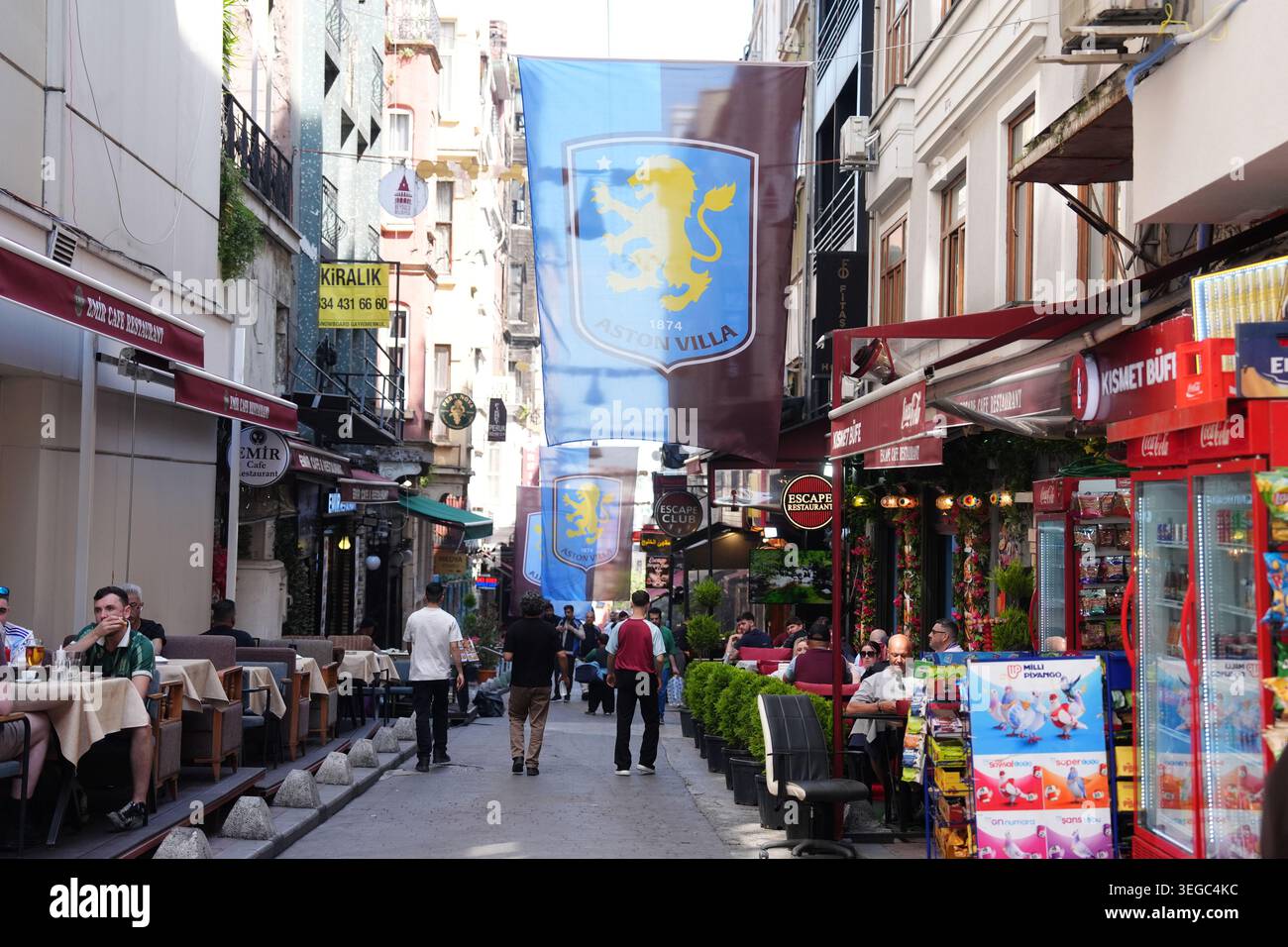 A view of Aston Villa flags near Taksim Square, Istanbul ahead of the ...