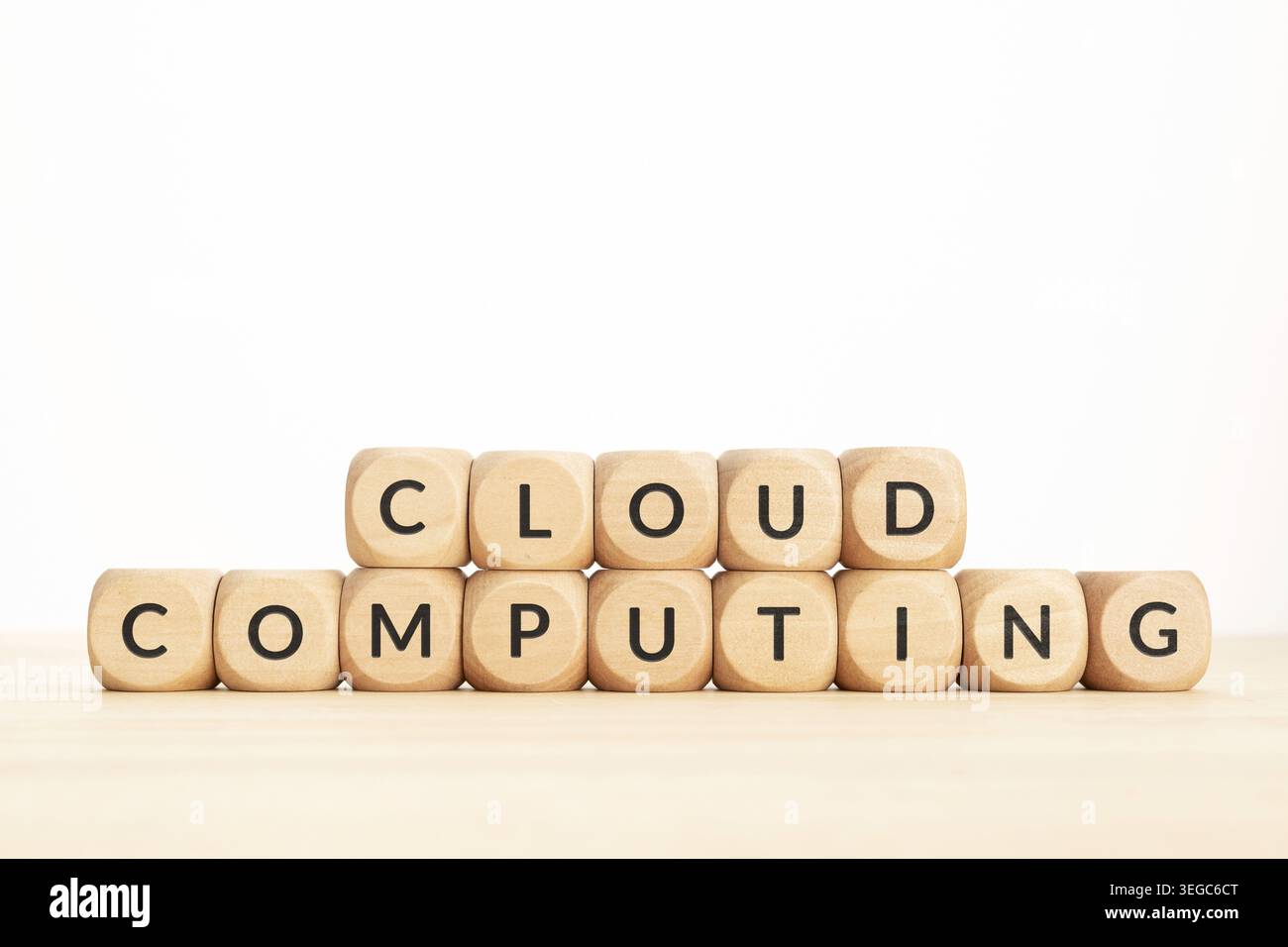 Cloud Computing phrase on wooden blocks. Copy space Stock Photo