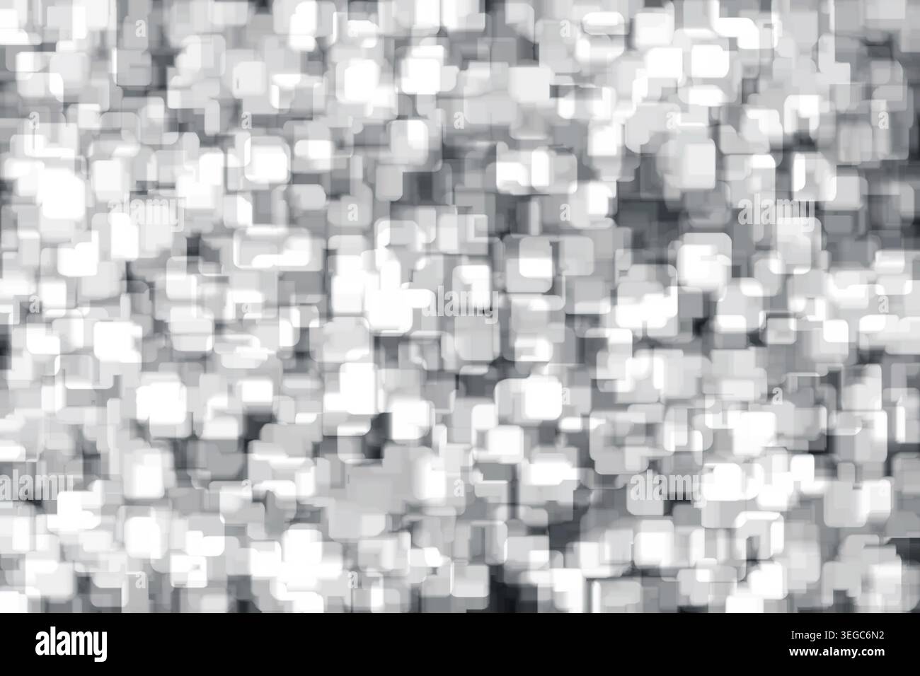 Abstract gray background design with rounded square shape in random geometric pattern Stock Photo