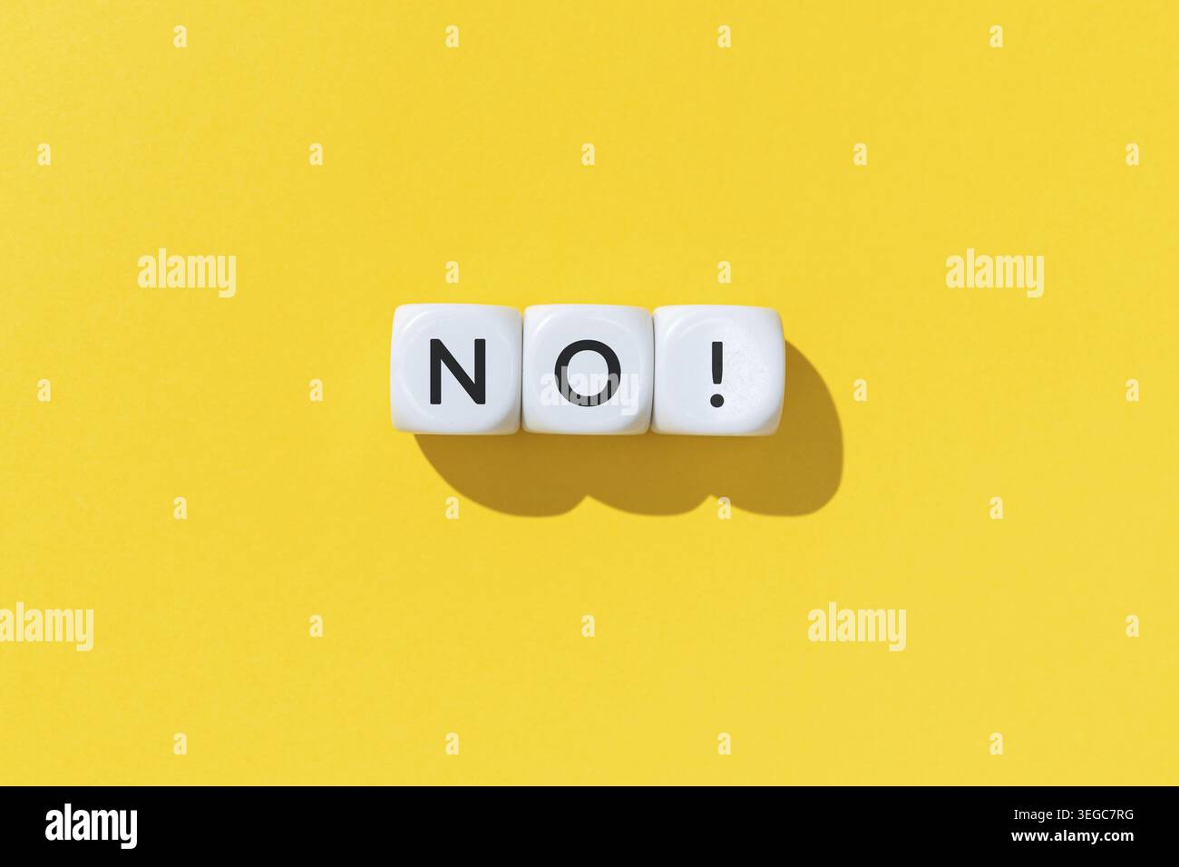 No word on white cube blocks isolated on yellow background Stock Photo