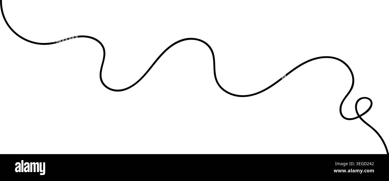 Continuous squiggle cable line creating abstract wavy vector illustration with flowing squiggles. Stock Vector