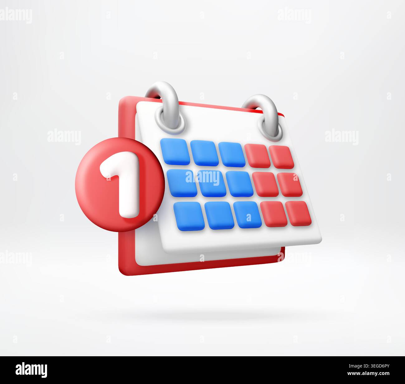 3d calendar with number one notification bubble Stock Vector