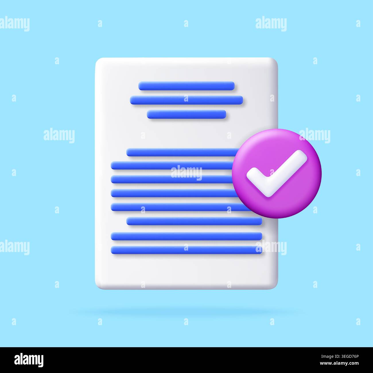 3d document with check mark. Stock Vector