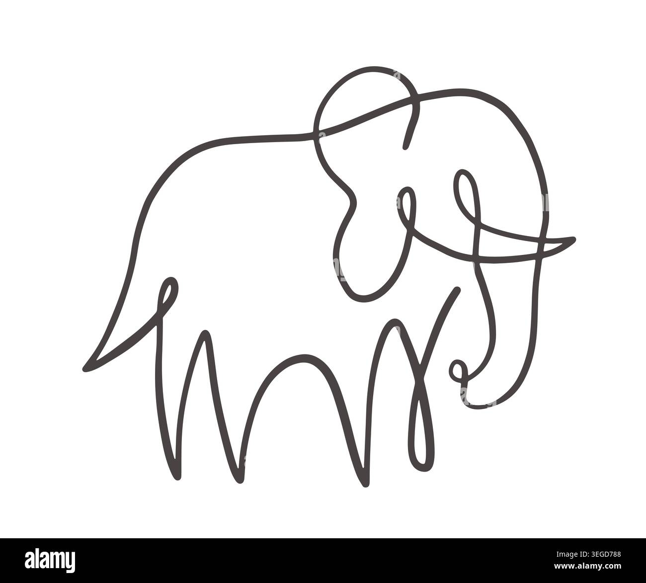 Minimal elephant continuous one line illustration Stock Vector