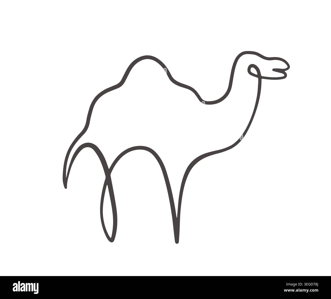 Minimal camel continuous one line illustration Stock Vector
