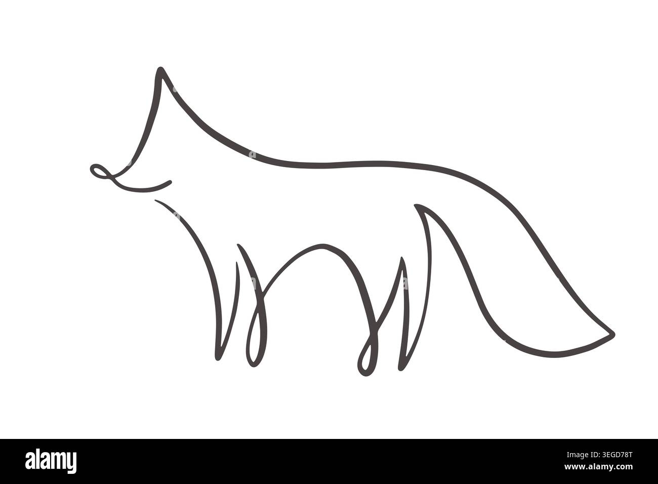 Minimal fox illustration in continuous one line Stock Vector