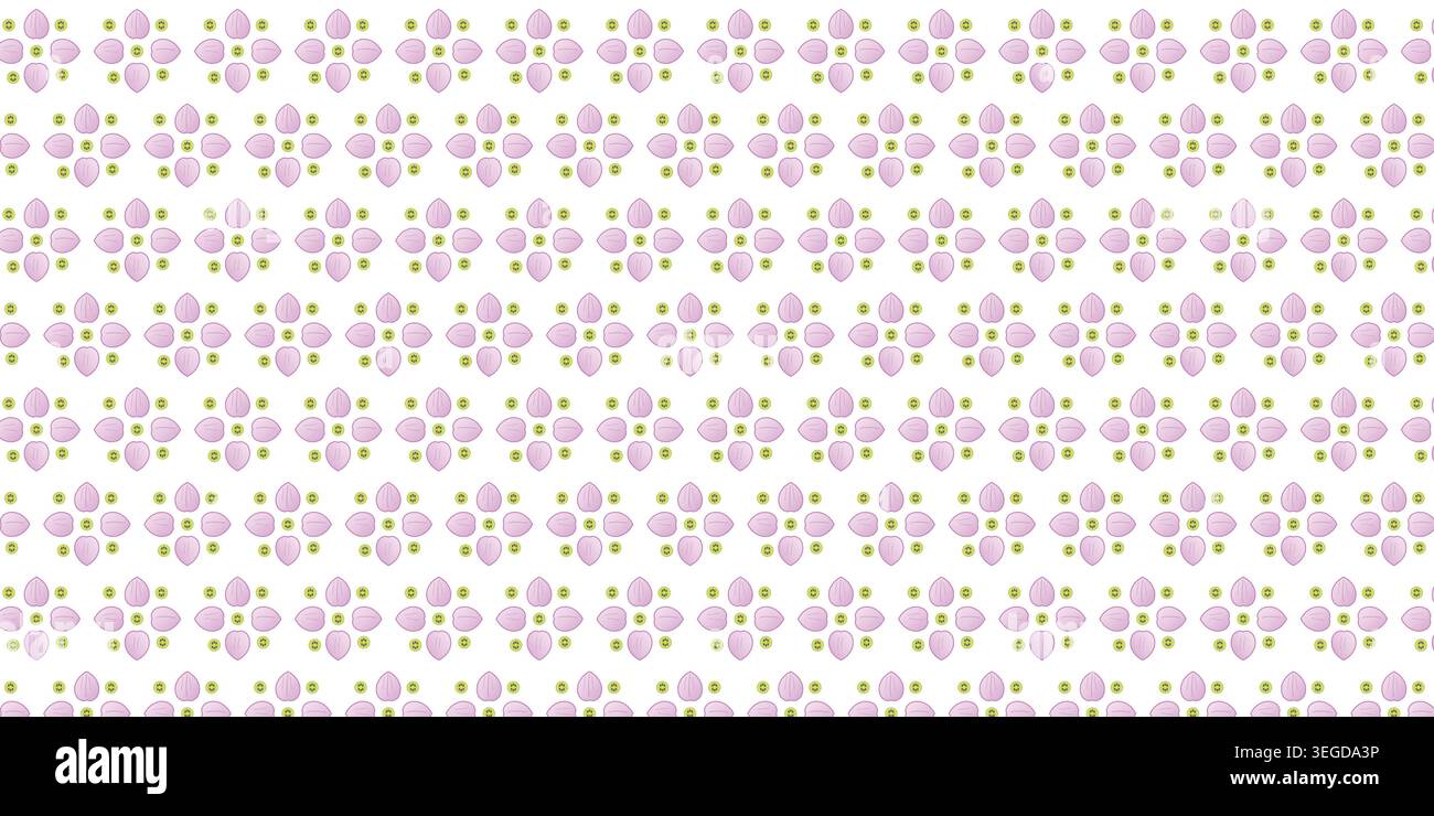 Seamless pattern with stylized flowers and small round shapes background. Stock Vector