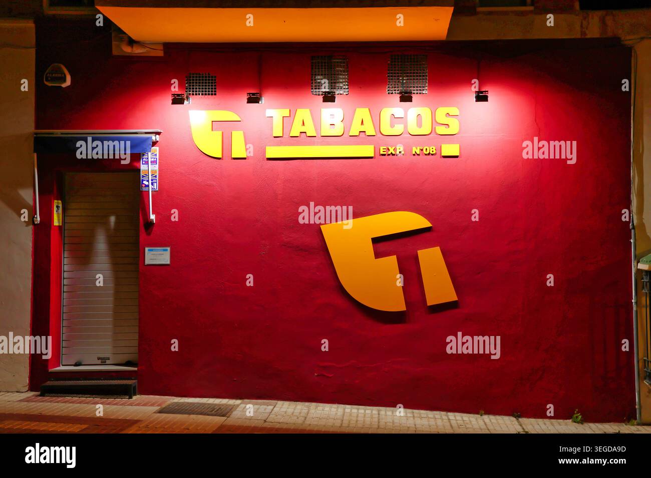 Malaga Spain,Andalusia,tobacco shop cigarette display,store shelves stocked  packs,retail business interior,consumer goods sales,product variety assort  Stock Photo