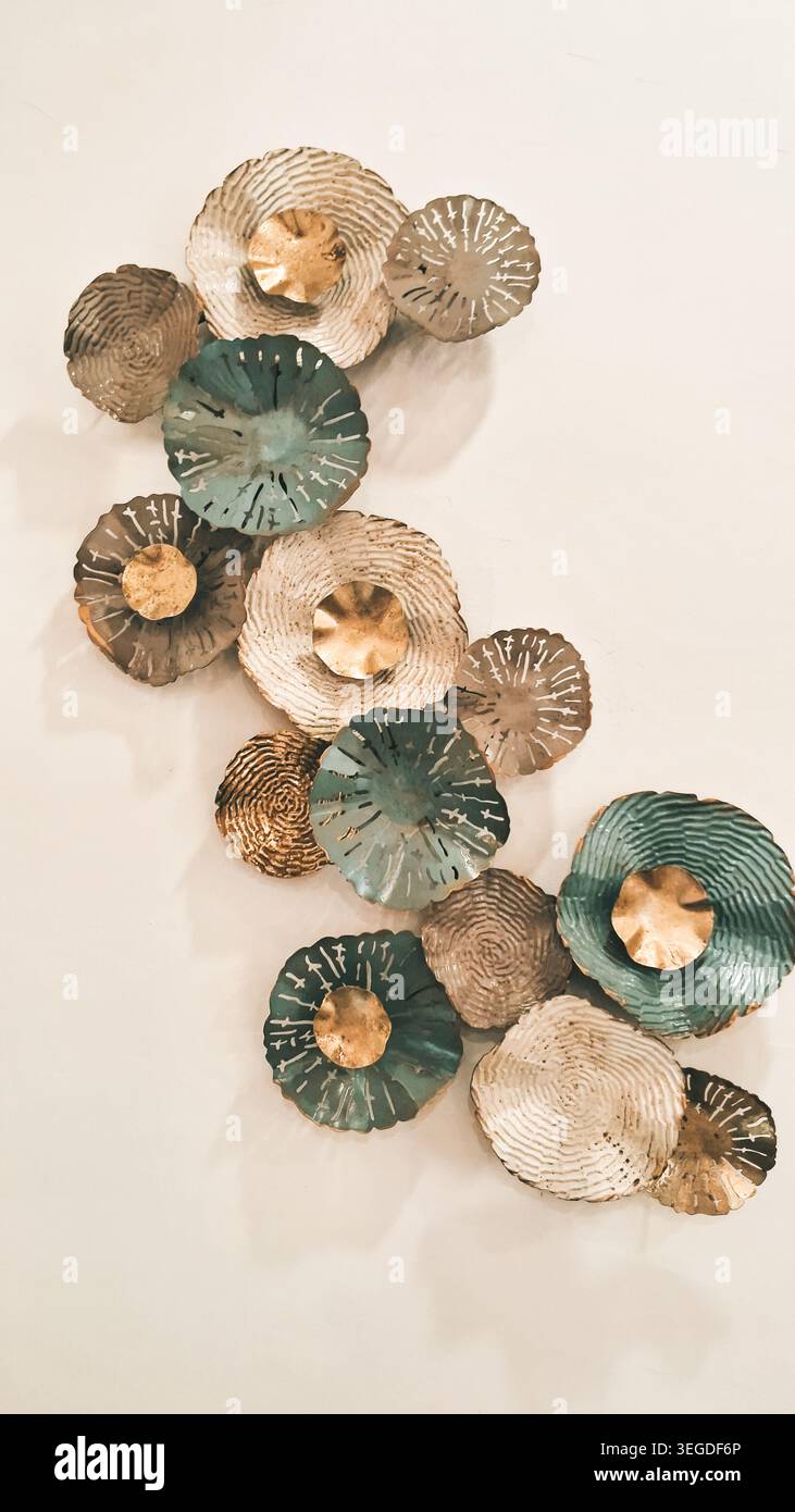 a wall decorative ornament made from sea shell Stock Photo