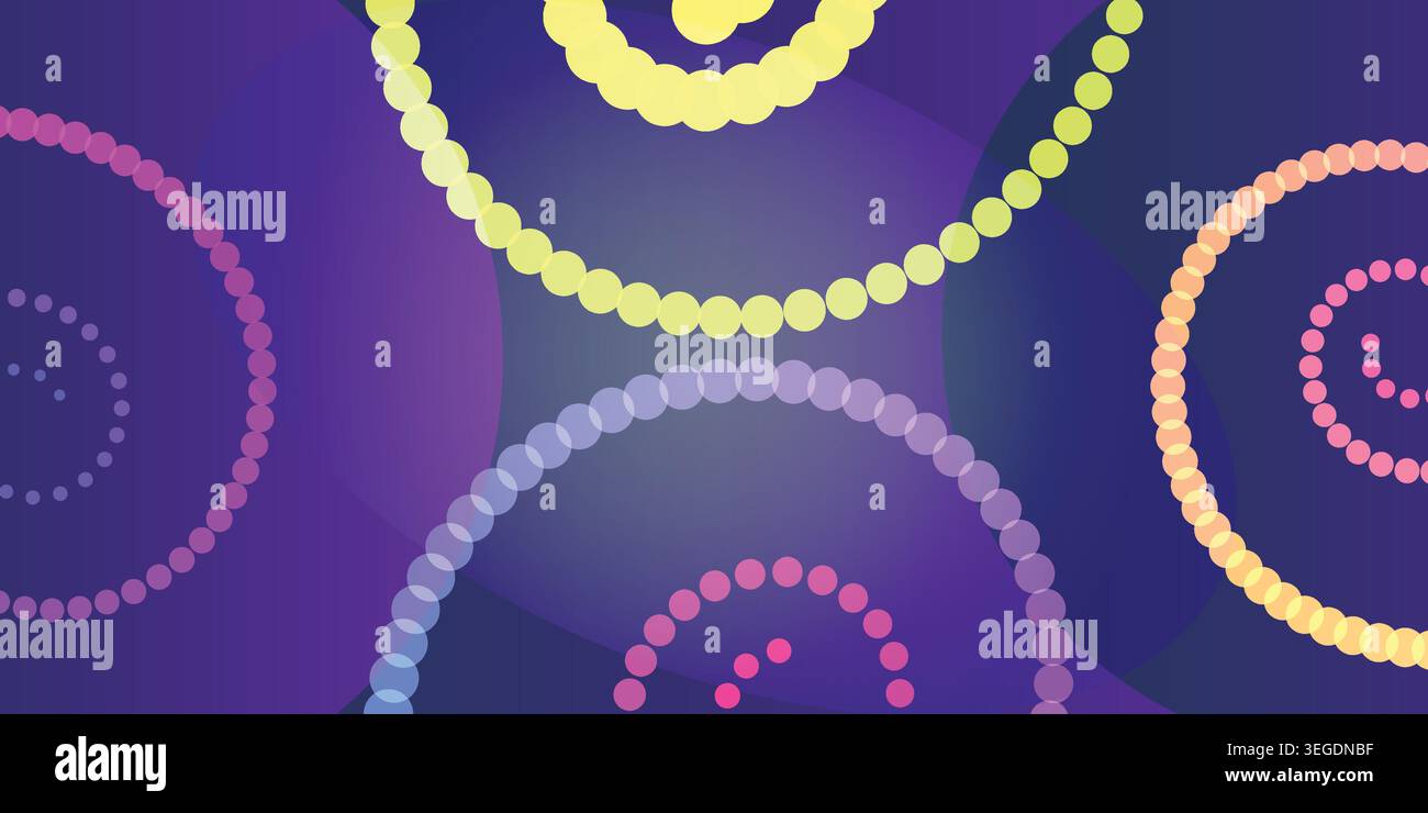 Vibrant purple background with colorful dotted circles pattern design Stock Vector