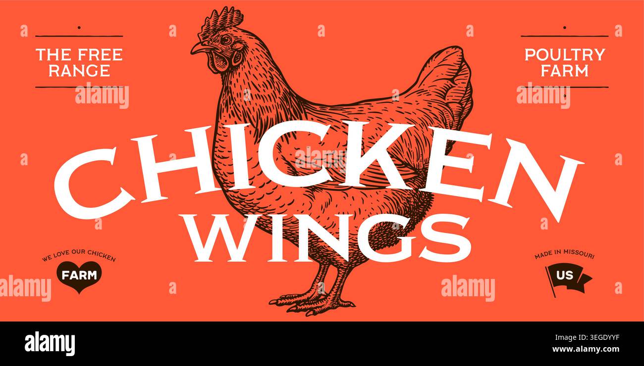 Label, sticker, tag. Chicken Stock Vector