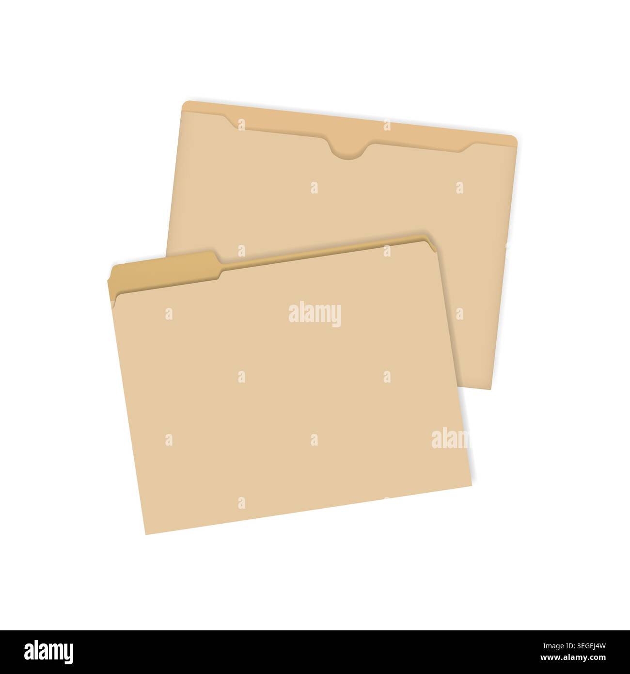 Two blank empty manila file jackets isolated on white background, vector template Stock Vector