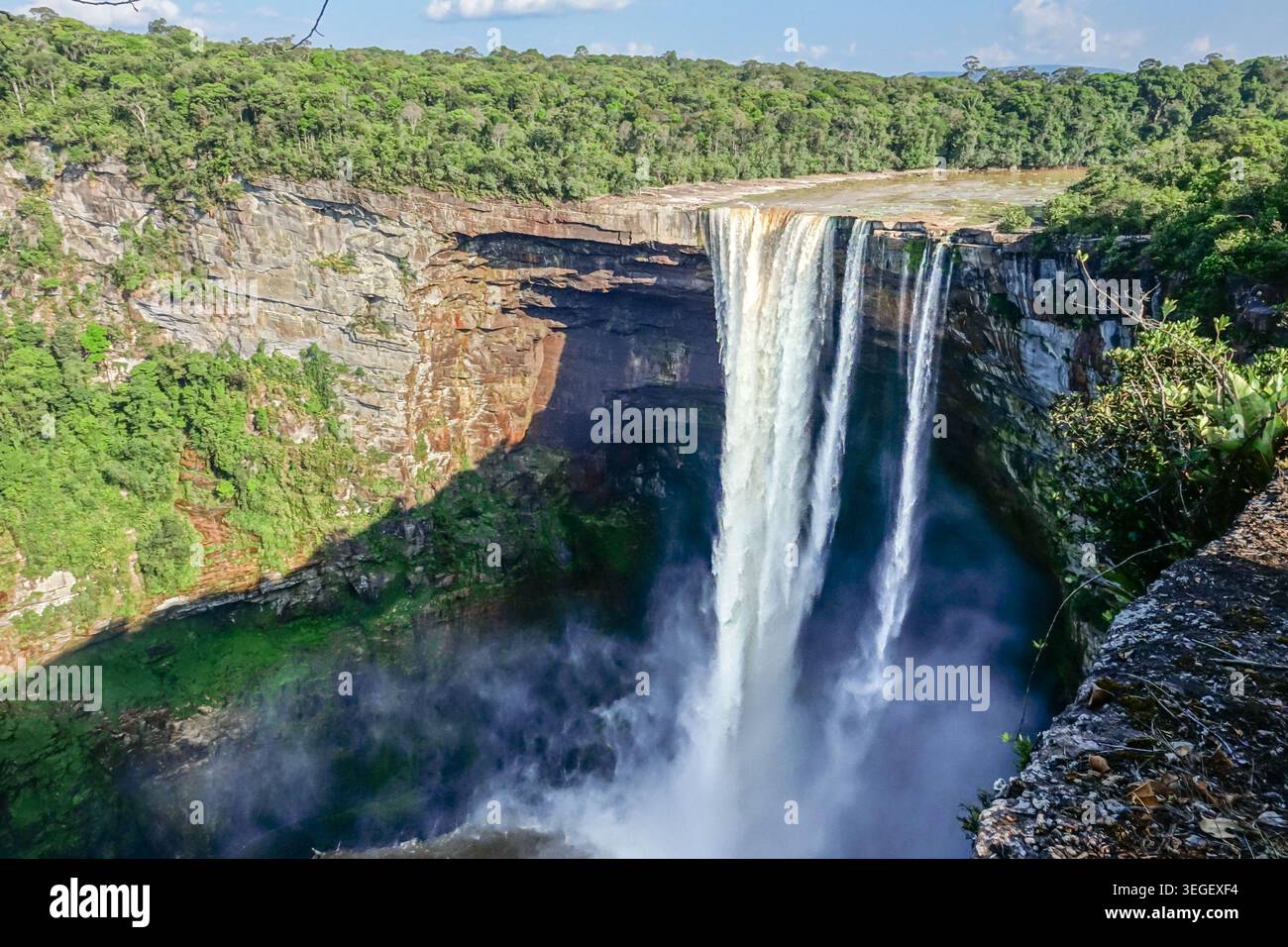 Water rushing over Kaieteur Falls at the rate of 23,400 cubic feet a ...