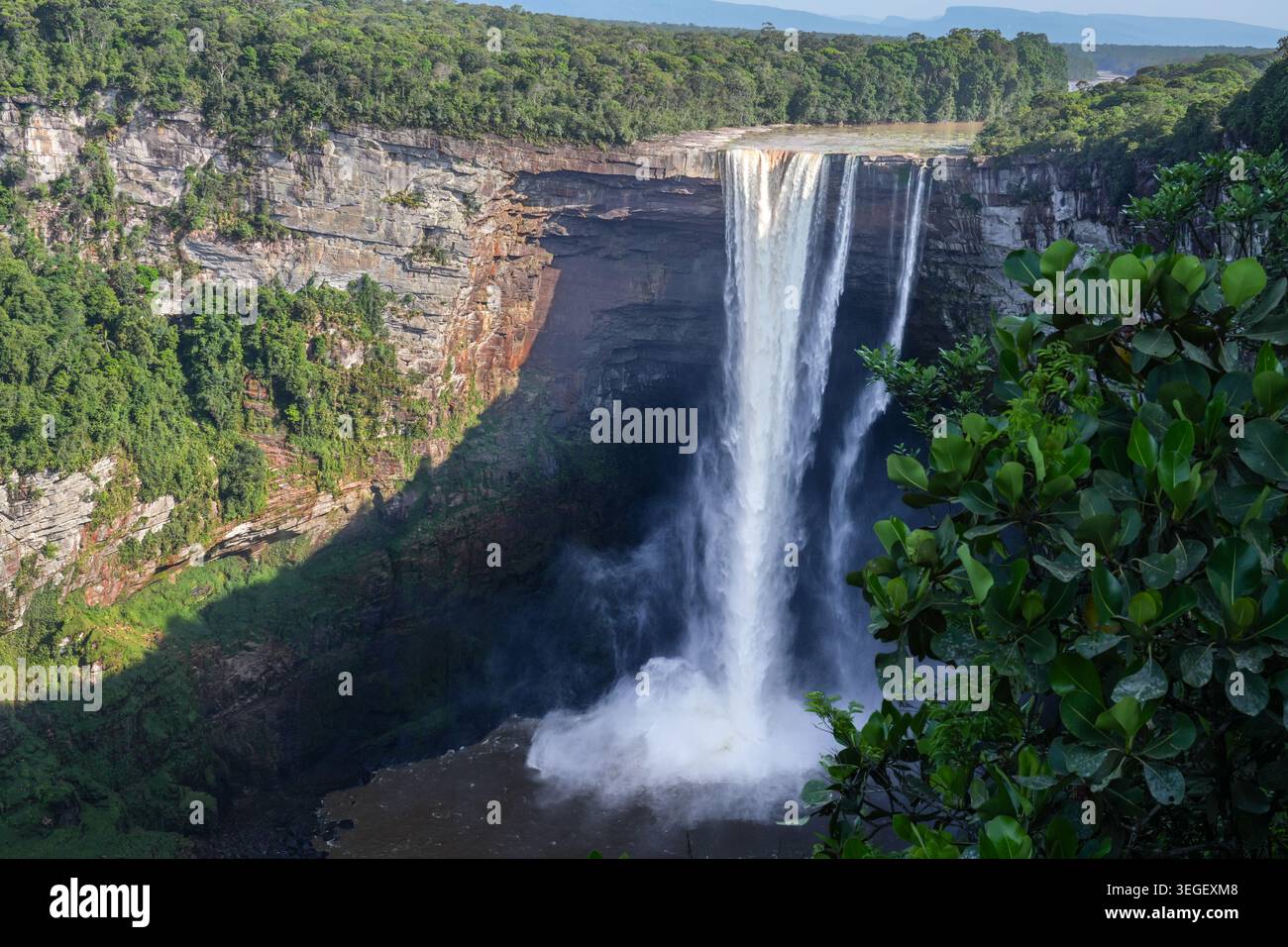 Water rushing over Kaieteur Falls at the rate of 23,400 cubic feet a ...