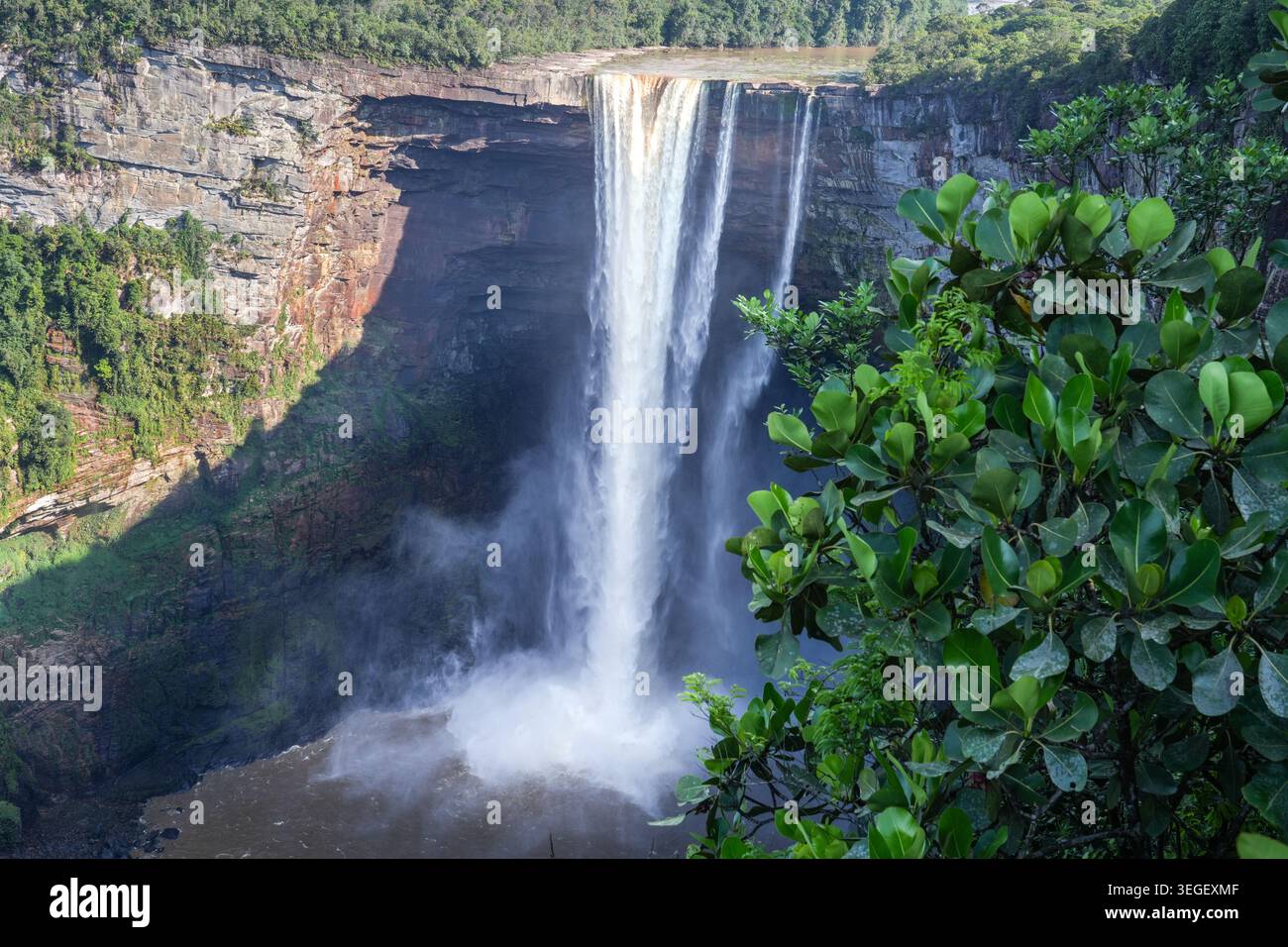 Water rushing over Kaieteur Falls at the rate of 23,400 cubic feet a ...