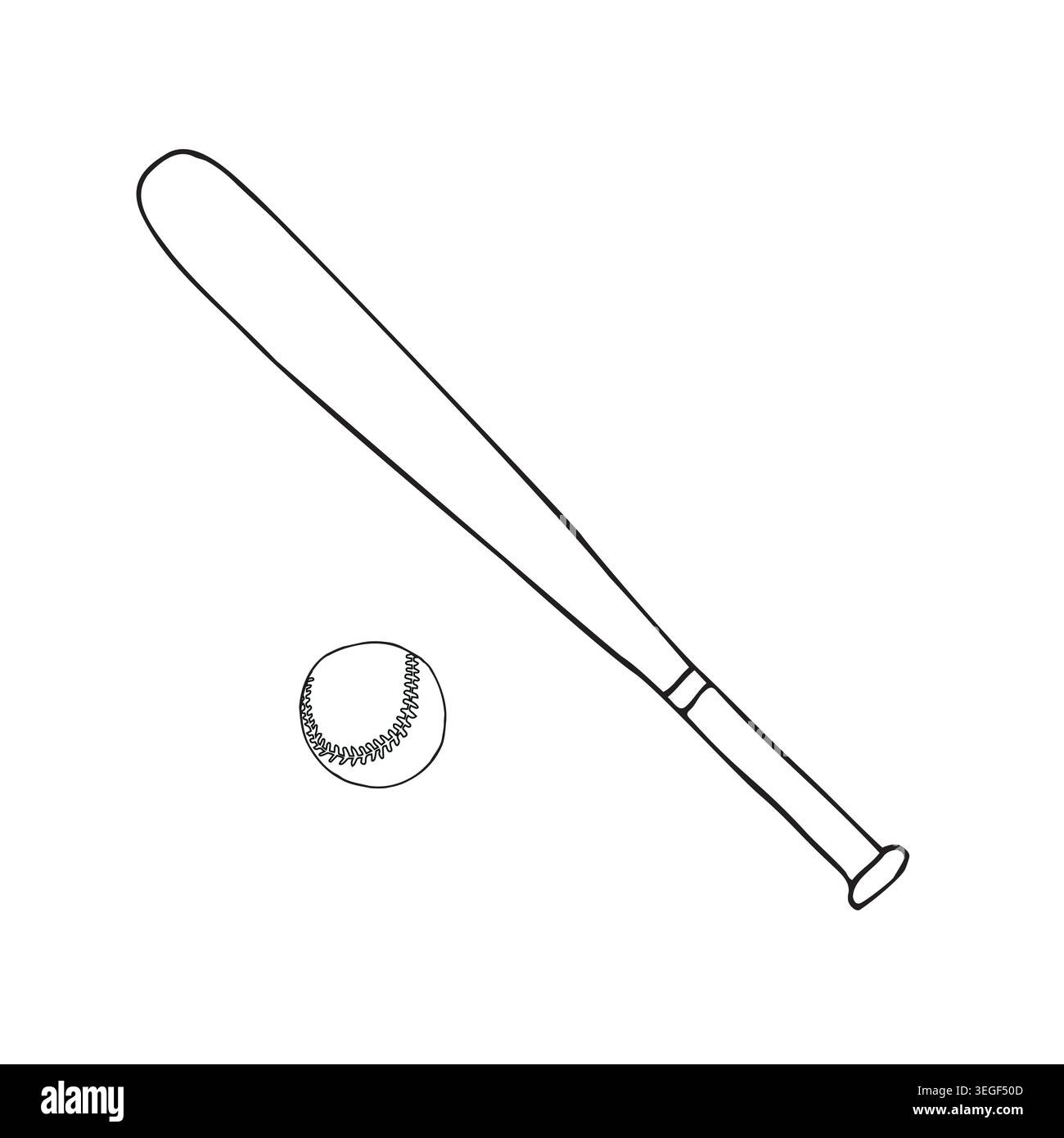 Vector hand drawn baseball bat and ball Stock Vector